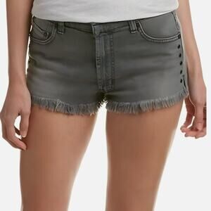 Hudson Tori Slouch Gray Raw Hem Cut Off Denim Shorts Size 30